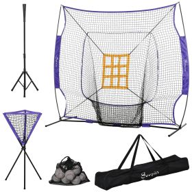 Soozier Baseball Practice Net Set with 7.5x7ft Catcher Net, Ball Caddy and Batting Tee