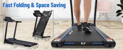 Electric Motorized Treadmill with Audio Speakers, Max. 10 MPH and Incline for Home Gym