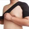 Unisex Left Shoulder Adjustable Breathable Gym Sports Care Single Shoulder Support Back Brace Guard Strap Wrap Belt Band Pads Black Bandage Warmer