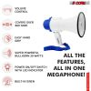 5 Core Megaphone Bull Horn 30W Loud Speaker 800 Yards Range Rechargeable Portable USB Bullhorn w Recording Volume Control Siren Noise Maker for Kids a