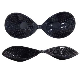 Adhesive Bra Strapless Sticky Invisible Push up Silicone Bra (Color: Black, size: D)