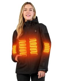 Heated Jacket for Women, ANTARCTICA GEAR Winter Coat with 12V 16000mAh Battery Pack, Soft Shell Heating Hood Jacket (Color: Black, size: XXL)