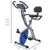 Folding Exercise Bike, Fitness Upright and Recumbent X-Bike with 16-Level Adjustable Resistance, Arm Bands and Backrest